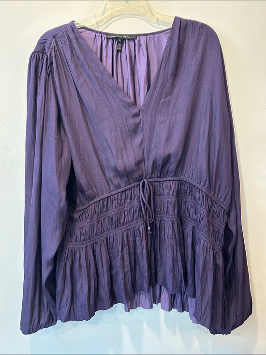 White House Black Market Tops - White House Black Market Purple V-Neck Smocked Peplum Blouse